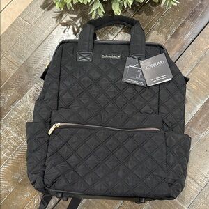 Joan & David 18” Diamond Quilted Black Nylon Travel Backpack
